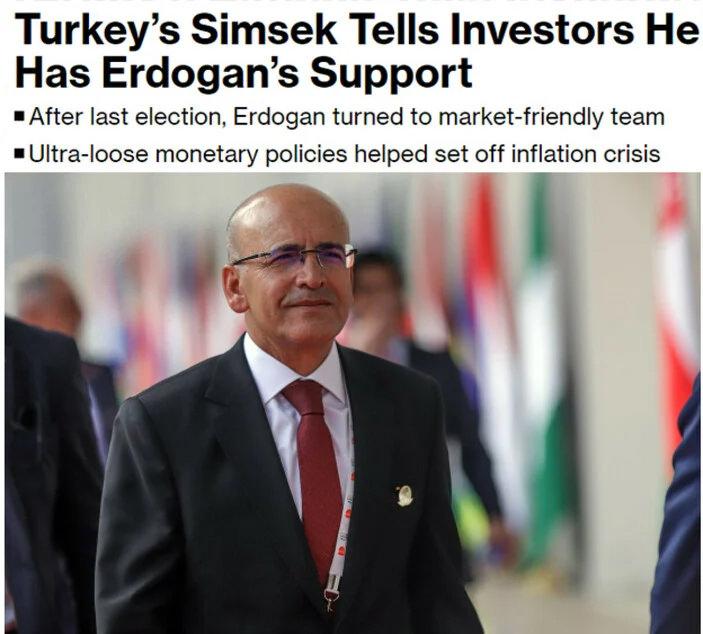 Mehmet Şimşek'in açıklamaları Bloomberg manşetinde