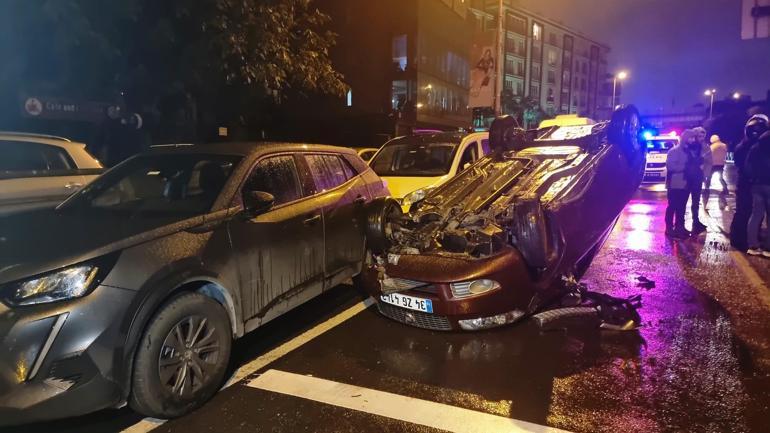 Beyoğlu'nda kazadan sonra kaçan otomobil, takip edilirken Şişli'de takla attı: 1 yaralı