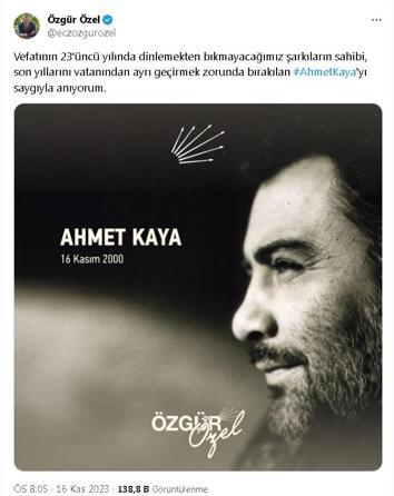 Özgür Özel'den Ahmet Kaya paylaşımı