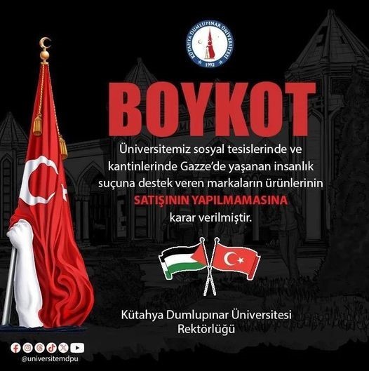 DPÜ’nün sosyal tesis ve kantinlerinde İsrail ürünlerine boykot