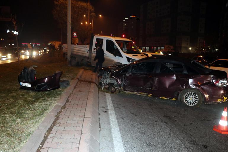 Kayseri’de 4 aracın karıştığı zincirleme kazanın andından TIR sürücüsü kaçtı: 1 yaralı