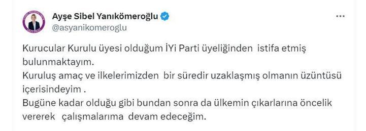 İYİ Partili Yanıkömeroğlu, partisinden istifa etti