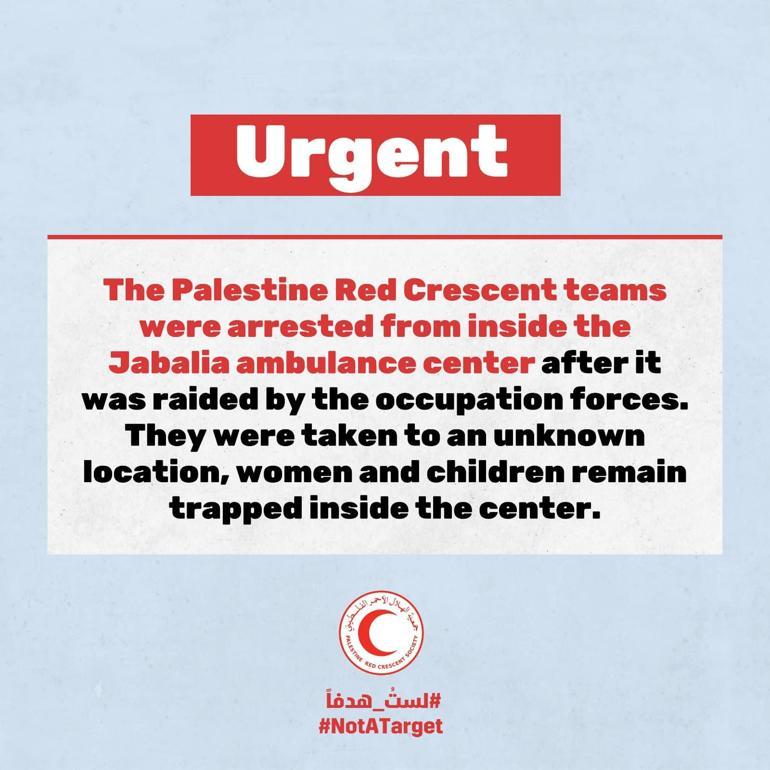 Filistin Kızılay’ı İsrail askerlerinin sağlık görevlilerini gözaltına aldığını duyurdu