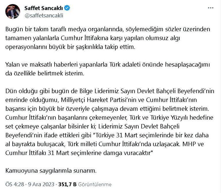 MHP'de Saffet Sancaklı'nın istifası istendi