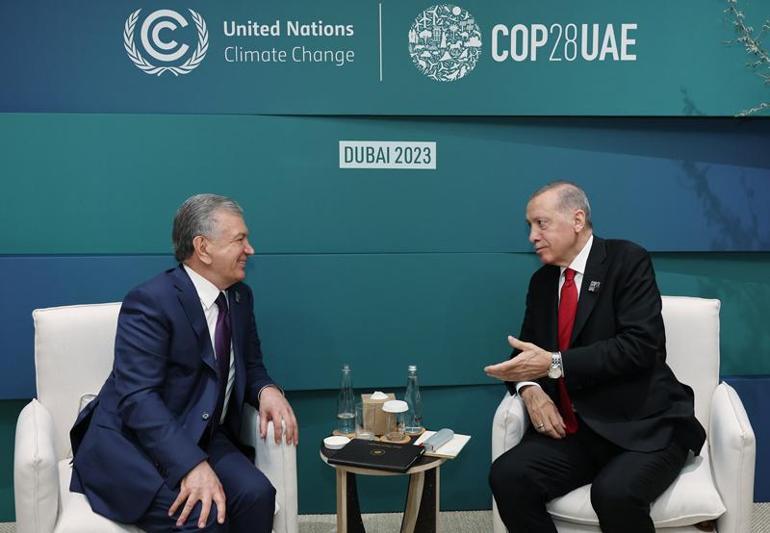 Erdoğan, Özbekistan Cumhurbaşkanı Mirziyoyev bir görüştü