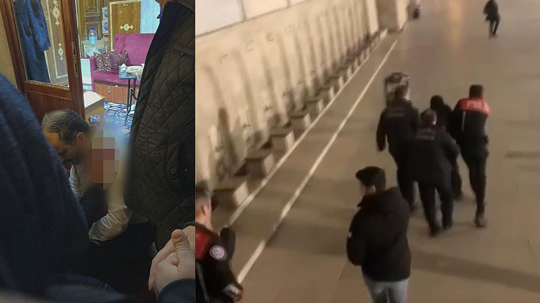 Fatih Camii'nde bıçaklı saldırı güvenlik kamerasında