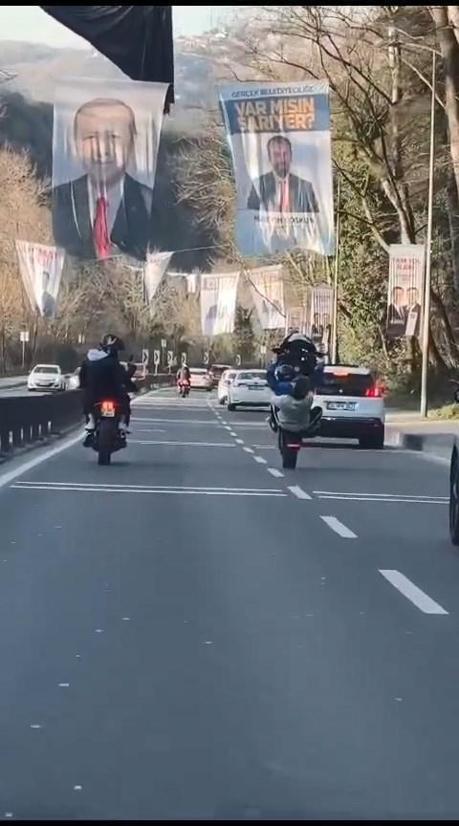 Sarıyer'de motosikletlilerin tehlikeli yolculuğu kamerada