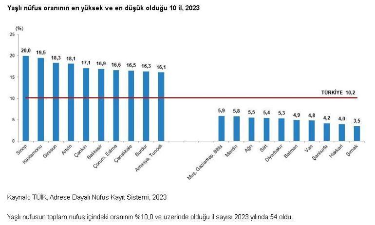 TÜİK: Türkiye nüfusunun yüzde 10,2'si yaşlı