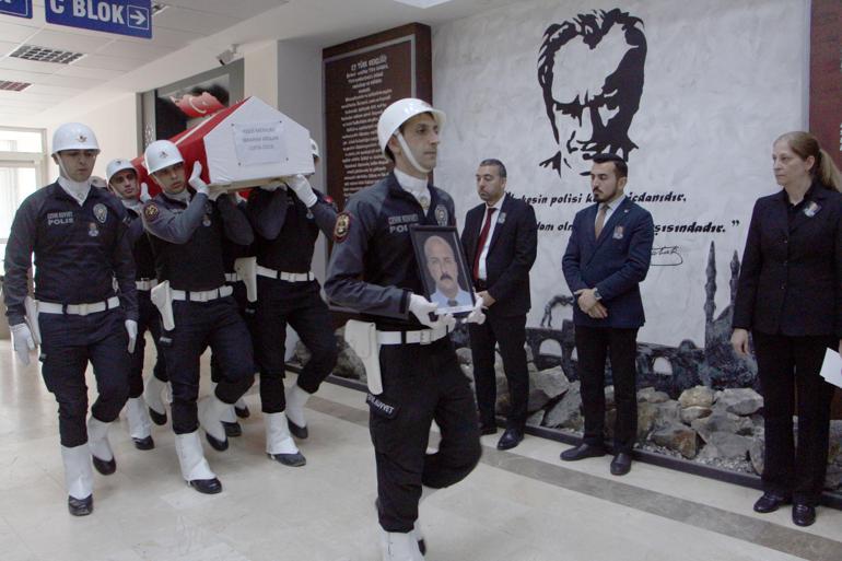 Edirne'de yaşamını yitiren polis memuru, törenle son yolculuğuna uğurlandı