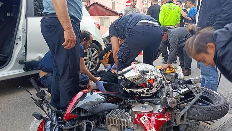 Kazada yaralanan sürücüsü sağlık ekiplerine motosikletinin durumunu sordu