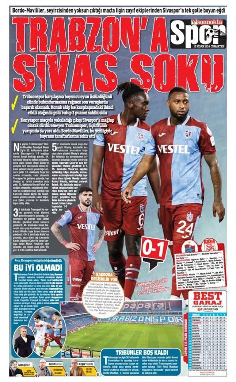 Üçüncülük yolunda yara alan Trabzonspor evinde kayıp