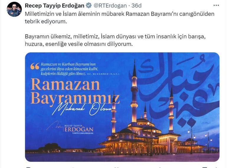 Cumhurbaşkanı Erdoğan'dan 'Ramazan Bayramı' mesajı