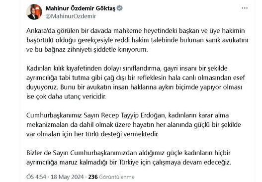 Bakan Göktaş: Başörtüsü gerekçesiyle 'Reddi hakim' talebinde bulunan avukatı kınıyorum