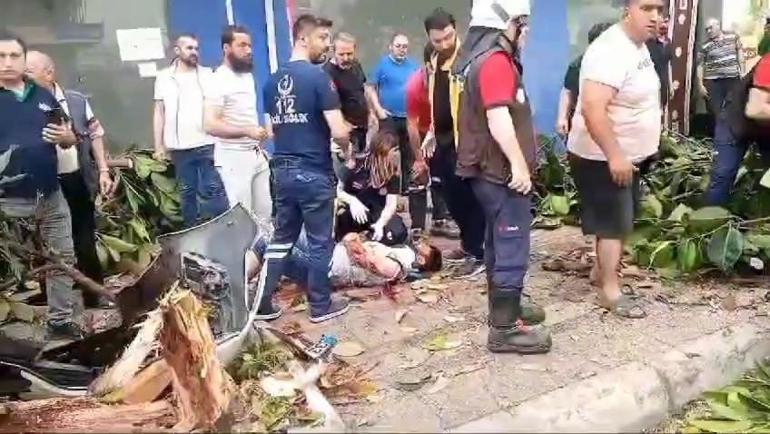 Kırmızı ışıkta geçen otomobil, yayalara ve ağaca çarptı: 1 ölü, 3 yaralı