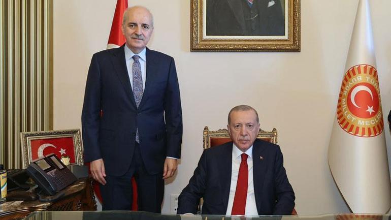 Cumhurbaşkanı Erdoğan, TBMM Başkanı Kurtulmuş'u ziyaret etti