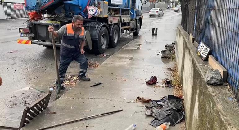 Eyüpsultan'da etkili olan sağanak yağış yolları göle çevirdi