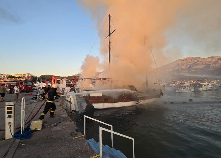 Marinada teknedeki yangın diğer teknelere de sıçradı