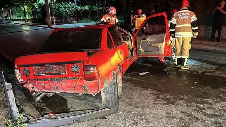 Kütahya'da, ağaca çarparak takla atan otomobilin sürücüsü yaralandı