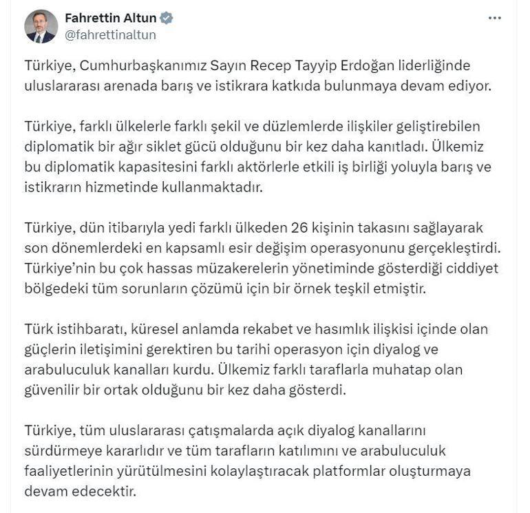 İletişim Başkanı Altun: Ülkemiz farklı taraflarla muhatap olan güvenilir bir ortak olduğunu bir kez daha gösterdi