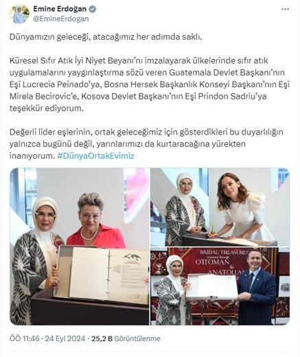 Emine Erdoğan'dan 'Küresel Sıfır Atık İyi Niyet Beyanı' paylaşımı