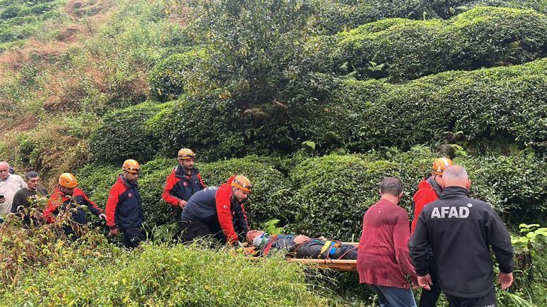 Rize'de, yamaçtan yuvarlanan otomobilin sürücüsü yaralandı