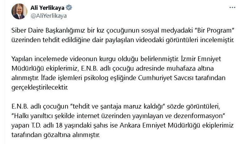 Bakan Yerlikaya'dan 'Discord' görüntüsüne açıklama; 1 gözaltı