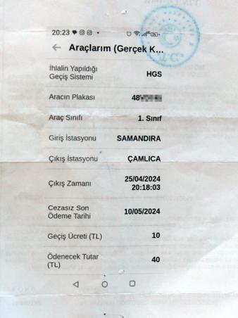 Aracıyla hiç gitmediği İstanbul'dan ceza geldi