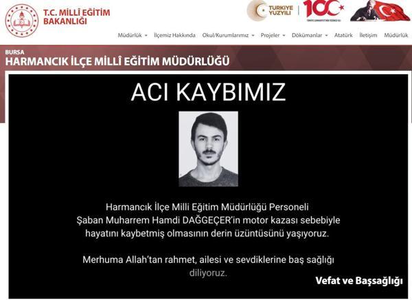 Milli Eğitim Müdürlüğü personeli motosiklet kazasında öldü