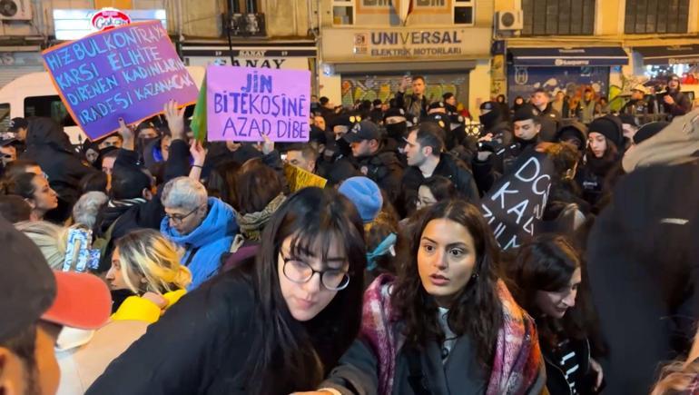 Taksim'de izinsiz kadına şiddet yürüyüşüne polis izin vermedi; eylemciler polise gaz sıktı