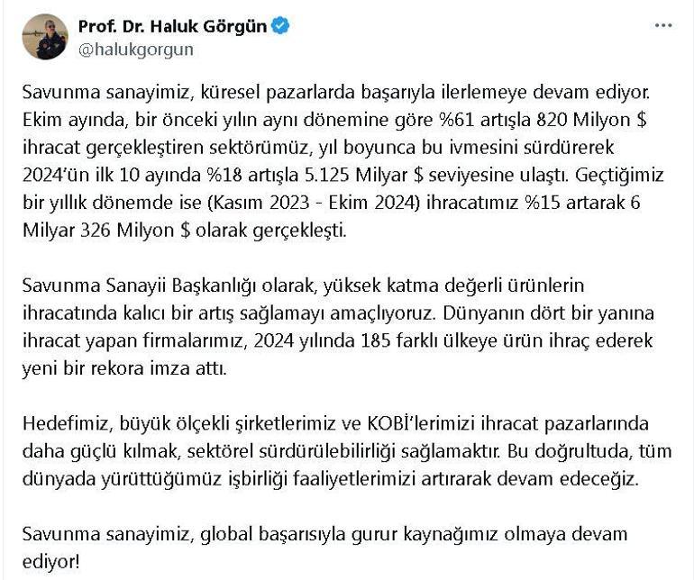 Haluk Görgün: Savunma sanayimiz, küresel pazarlarda başarıyla ilerlemeye devam ediyor