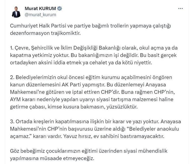 Bakan Kurum: Okul açma ve kapatma yetkimiz yok