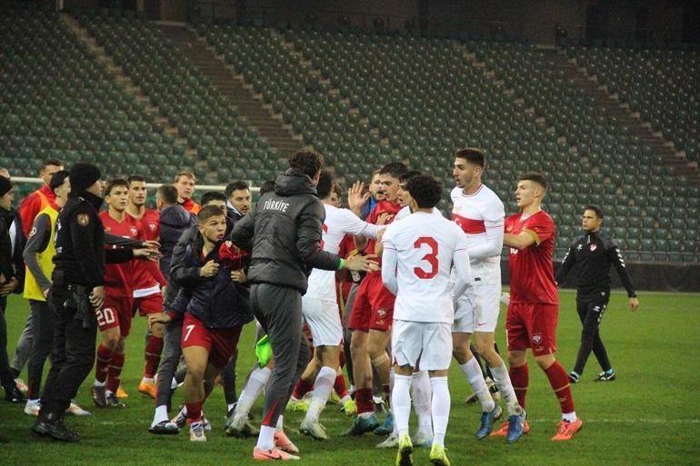 Türkiye U21 - Sırbistan U21 maçının ardından arbede yaşandı