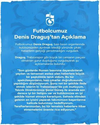 Denis Draguş: Trabzonspor’da olmaktan çok mutluyum