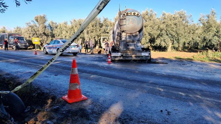 Bursa'da otomobil ile çarpışan tanker alev aldı: muhtar öldü, 1 ağır yaralı