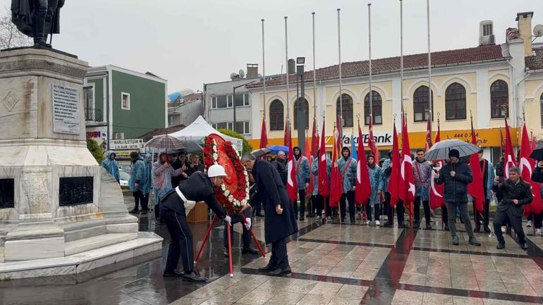 Atatürk'ün Edirne'ye gelişinin yıl dönümü yağmur altında kutlandı