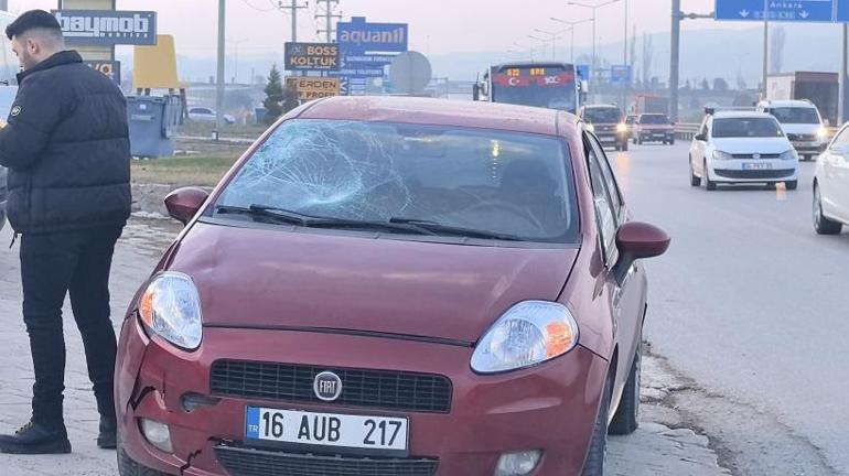 Karayolundan geçmek isterken otomobilin çarptığı yaya ağır yaralandı; kaza kamerada