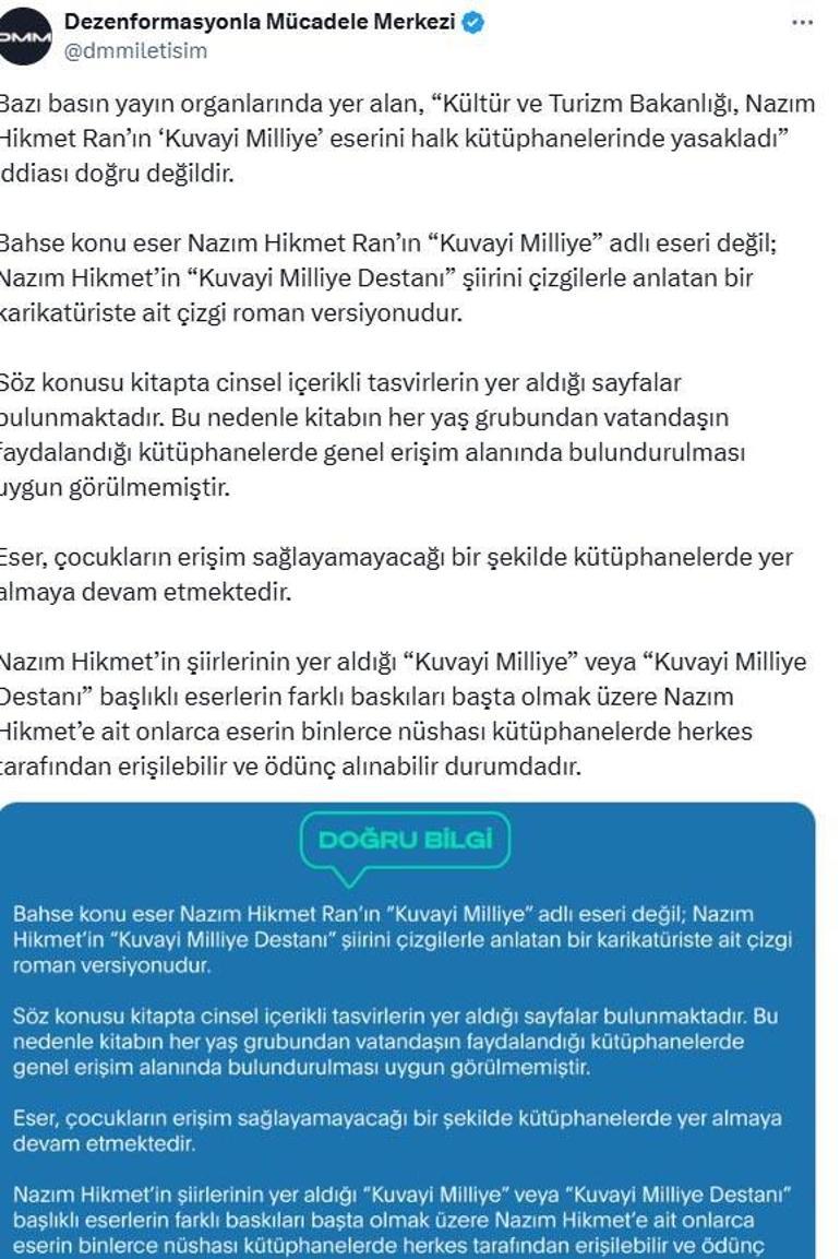 DMM'den 'Nazım Hikmet' açıklaması